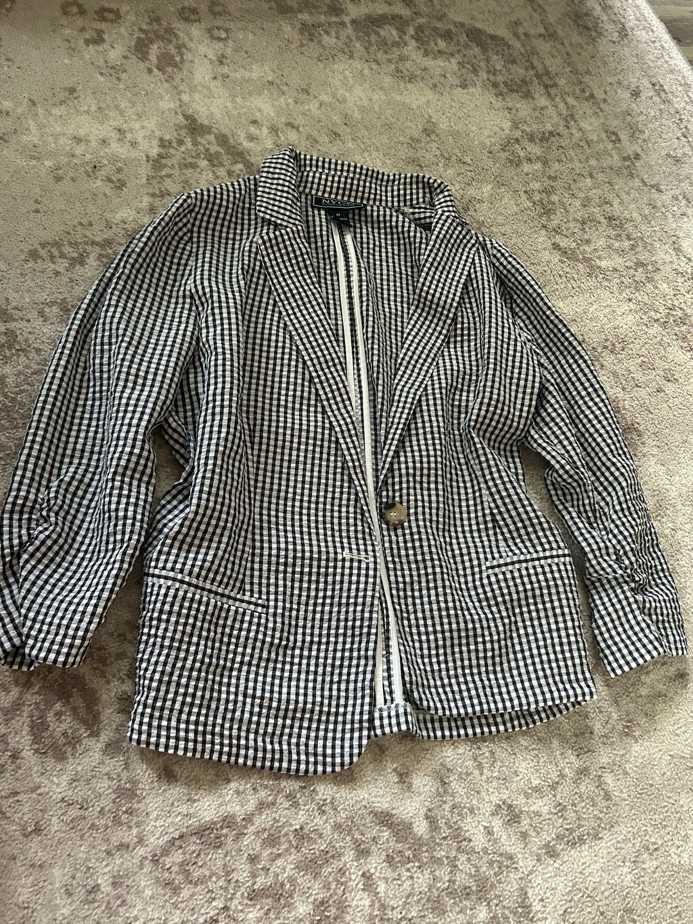 Womens Black & White Gingham Jacket